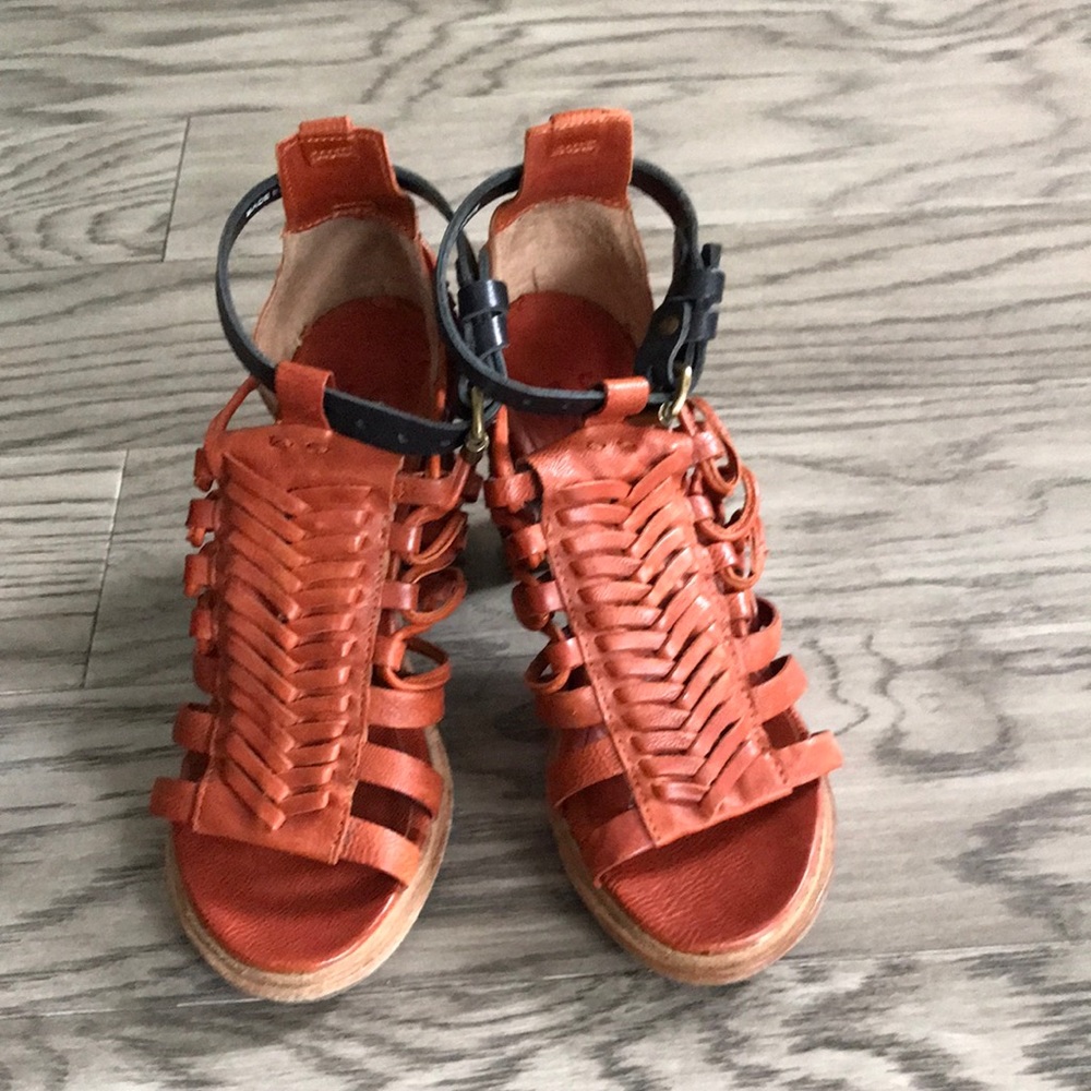 A.S.98 Orange Leather Heels